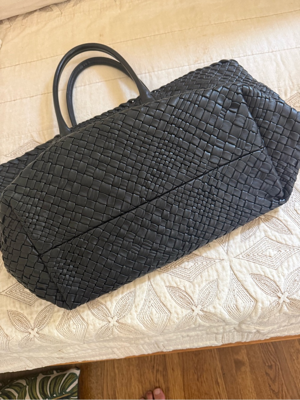 Falor Hand Woven Handbag Large Leather Made in Italy-F1805 in Black - Picture 2 of 5